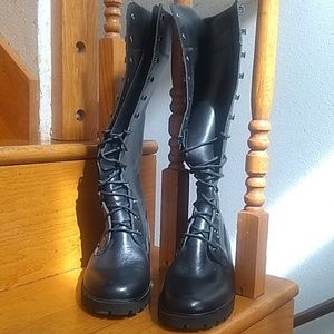 Women's Timberland Black Lace Knee Boots Size 8